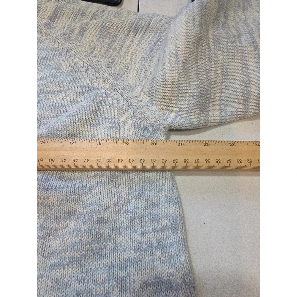 Jeanne Pierre Womens  Pastel Blue Ivory Sweater 100% Cotton Nautical NWT‎